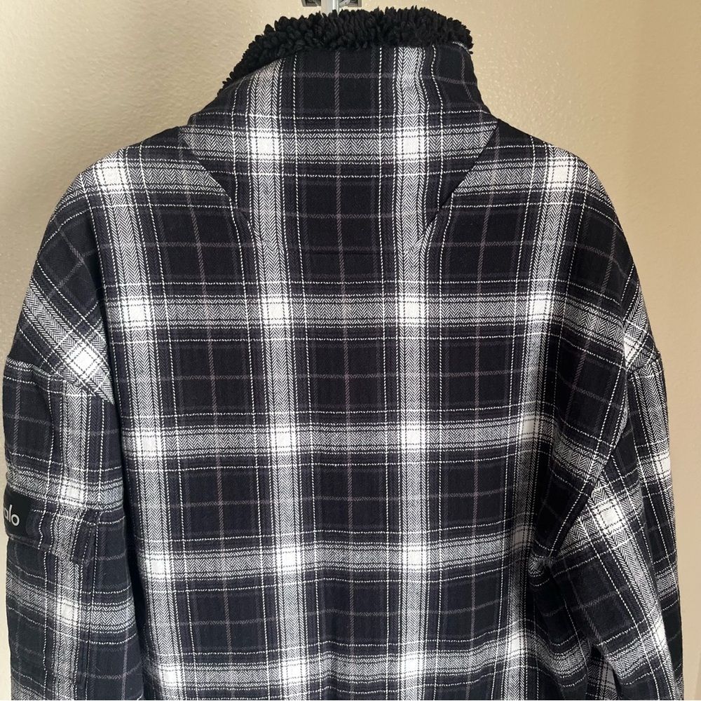 ALO YOGA Heritage Plaid Bomber Jacket In Black/ White Size S - Picture 5 of 12